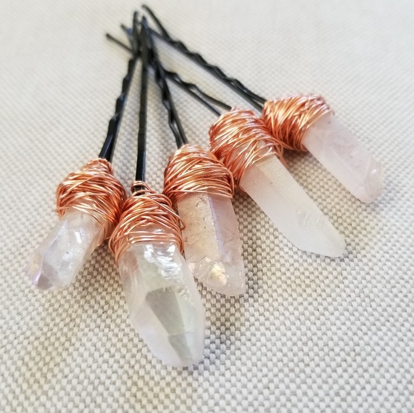💗New!💗 Pale Pink Crystal Hair Pins - Picture 2 of 5